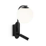 Modern black reading light with opal glass RKR44