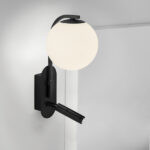Modern black reading light with opal glass RKR44 - Image 2