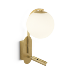 Modern champagne gold reading light with opal glass RBR13