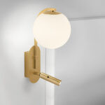 Modern champagne gold reading light with opal glass RBR13 - Image 2