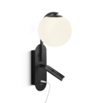 Modern black wall lamp with reading light WKR06