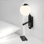 Modern black wall lamp with reading light WKR06 - Image 2