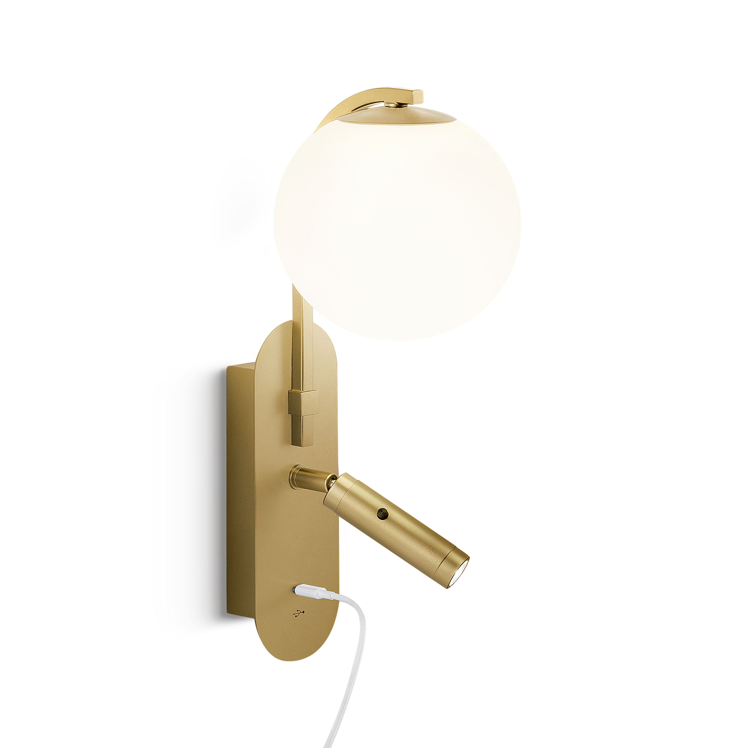 pa-12-w1-led-usbc-chg-primary Modern champagne gold wall lamp with reading light WBR09 - Image 1