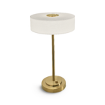 Decorative white desk lamp with fabric shade DWF01