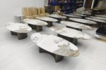Oval & Round Nesting Coffee Table Set (Marble & Bronze)