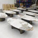 Oval & Round Nesting Coffee Table Set (Marble & Bronze)