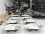 Oval & Round Nesting Coffee Table Set (Marble & Bronze) - Image 2