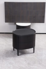 WXG051 - Oval-Top Bedside Table with Two Drawers - Image 2