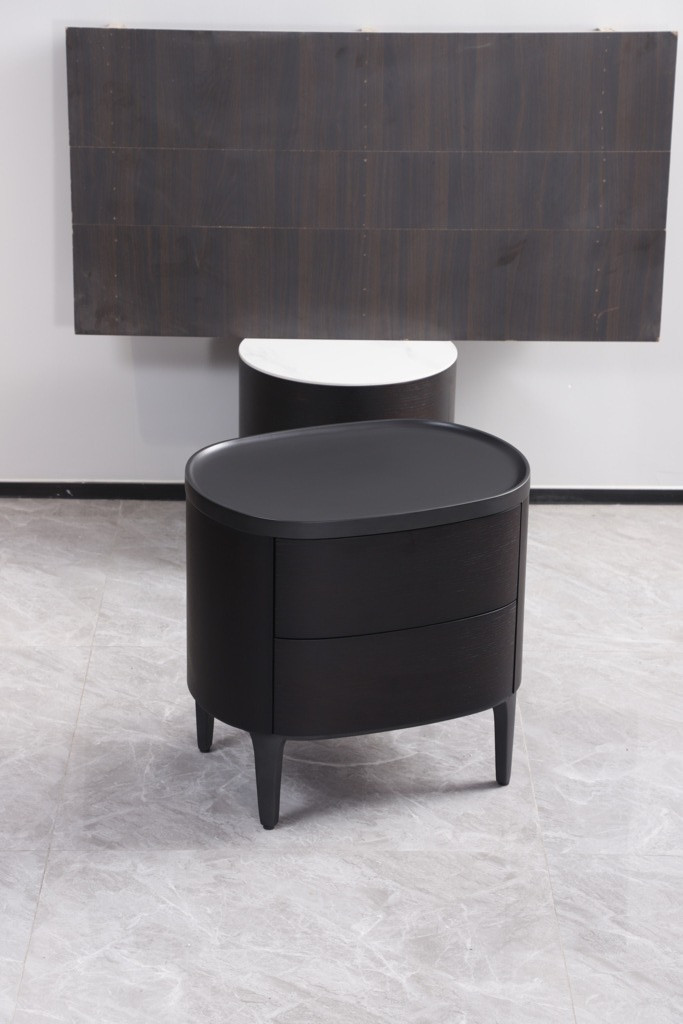 WXG051-photo-2 WXG051 - Oval-Top Bedside Table with Two Drawers - Image 2